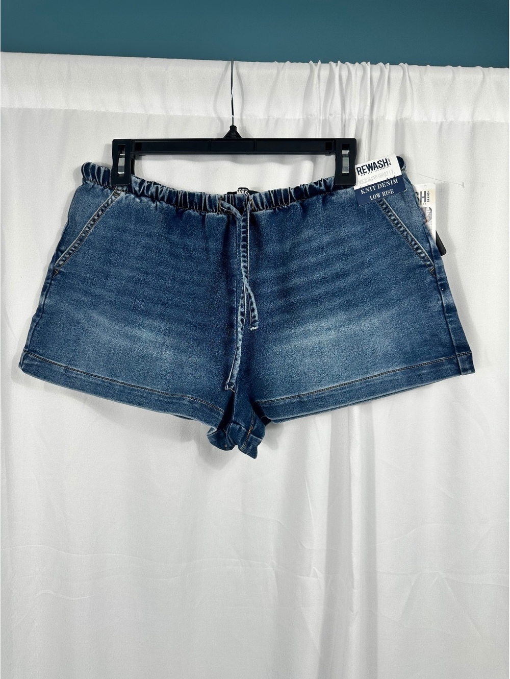 REWASH Knit Denim Low Rise Microbrand Shorts Size Large